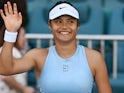 Emma Raducanu reacts at the Miami Open on March 19, 2025